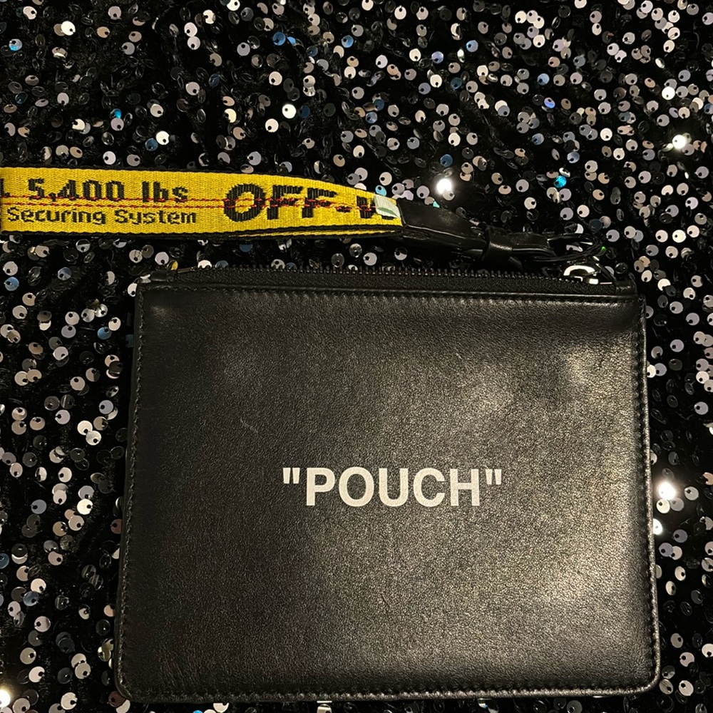 Off-white wristlet pouch